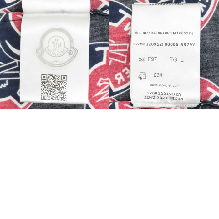 MONCLER 
総柄 ワッペン ハート 
ロゴ コットン 半袖シャツ