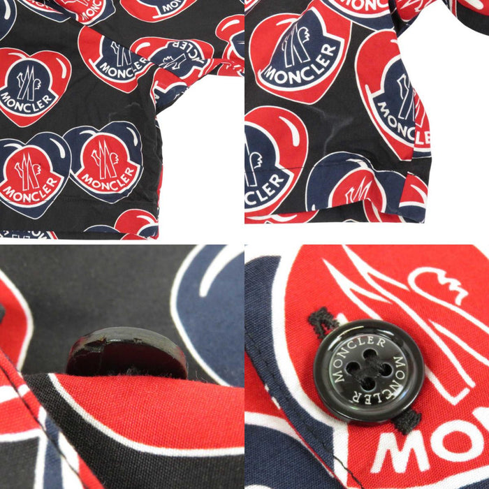 MONCLER 
総柄 ワッペン ハート 
ロゴ コットン 半袖シャツ