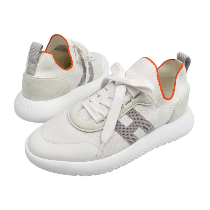 HERMES 
H アッシュ ロゴ 
クルー ニット スニーカー