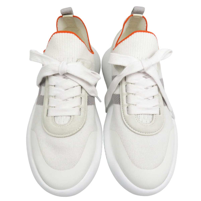 HERMES 
H アッシュ ロゴ 
クルー ニット スニーカー