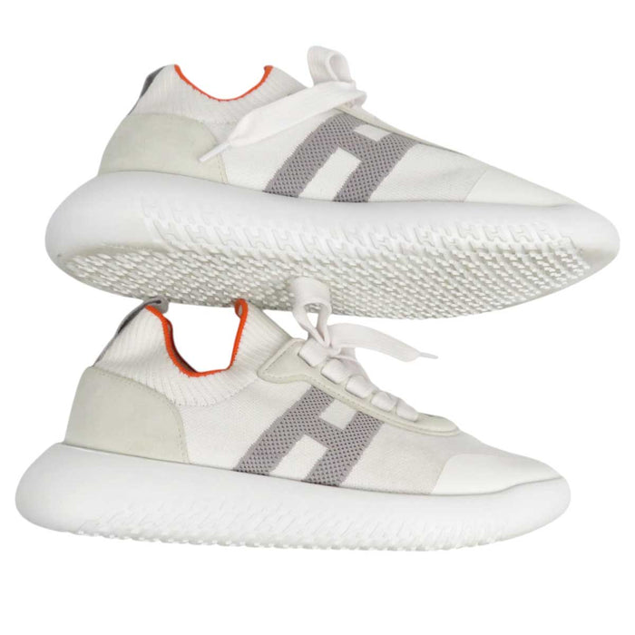 HERMES 
H アッシュ ロゴ 
クルー ニット スニーカー