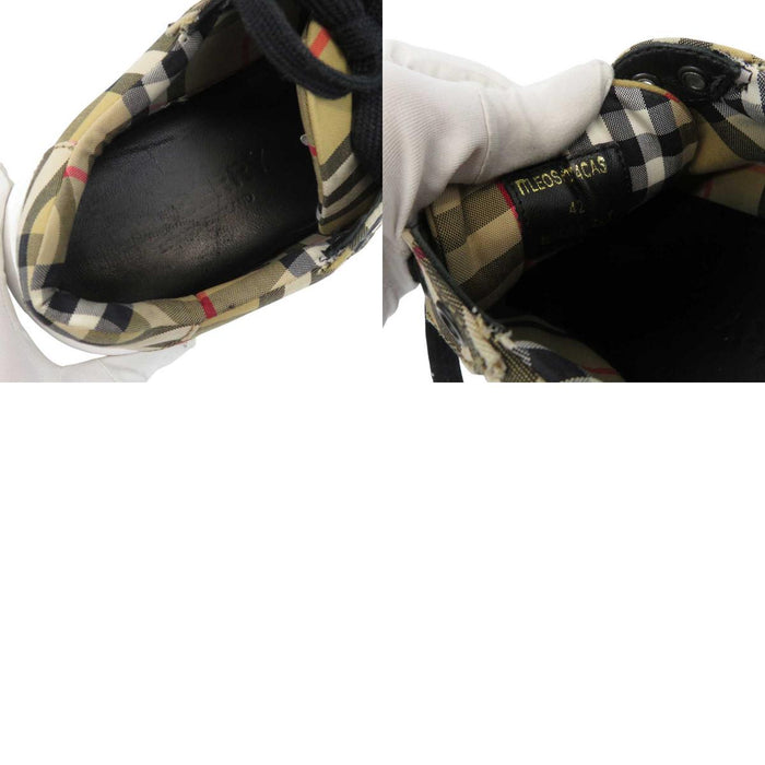 BURBERRY 
ロゴ カーブソール レースアップ 
ノバチェック レザー スニーカー
