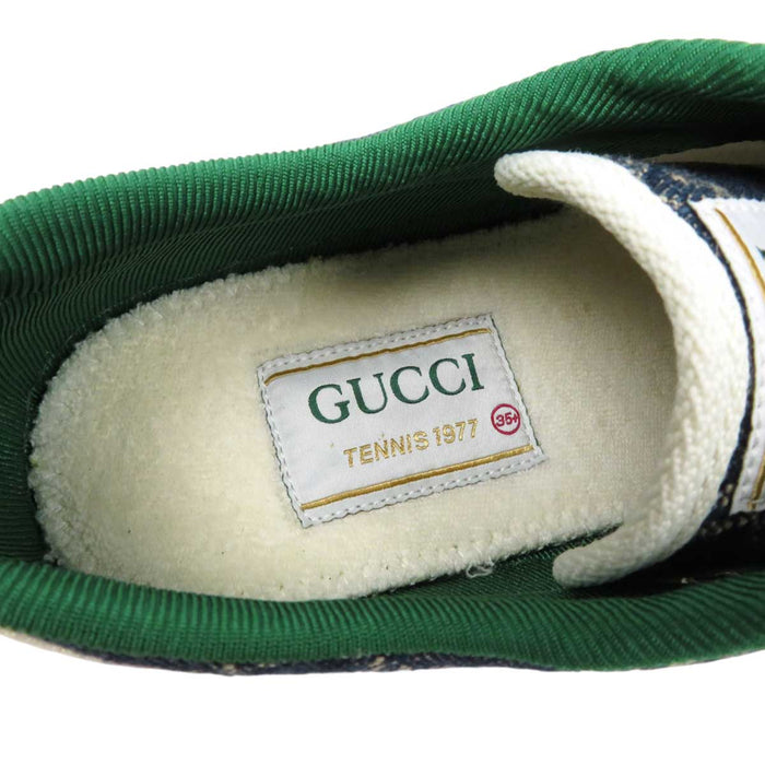 GUCCI
Logo all-over pattern denim Shelly line low-cut
1977 tennis GG canvas sneakers