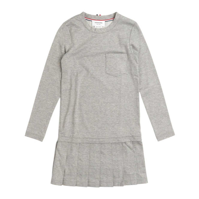 THOM BROWNE 
Long Sleeve Cotton 
Pleats Drop Waist Dress