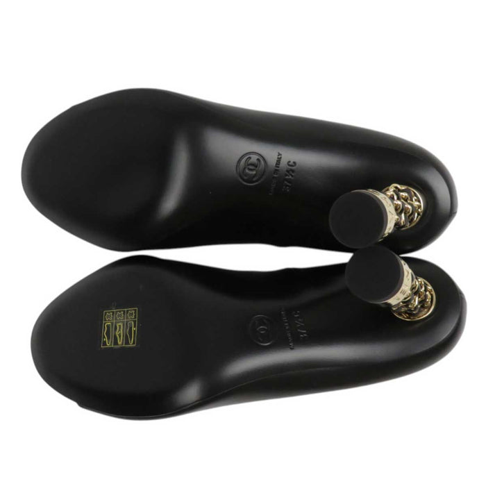 CHANEL
Chain Logo Leather Gold Color Fittings
Open Toe High Heel Pumps