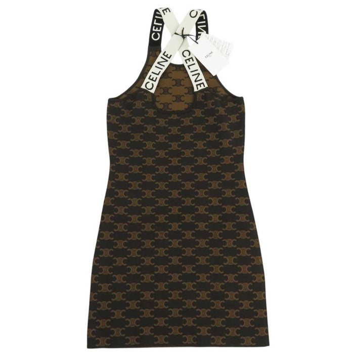 CELINE
All-over pattern tight silk back cross
Triomphe knit sleeveless mini dress