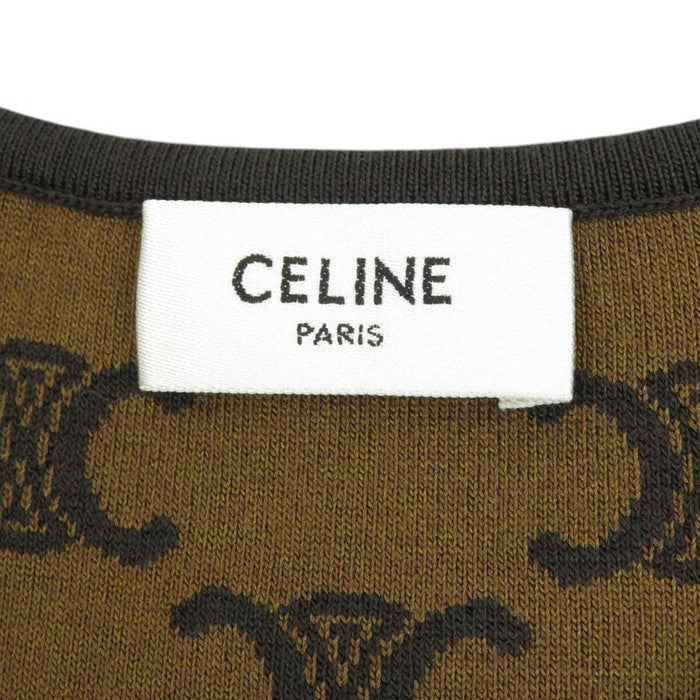 CELINE 
総柄 タイト シルク バッククロス 
トリオンフ ニット ノースリーブ ミニ ワンピース
