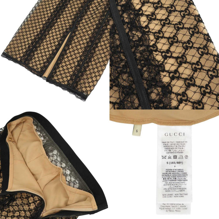 GUCCI 
Lace Logo Sheer Silk Blend 
GG Net Skirt