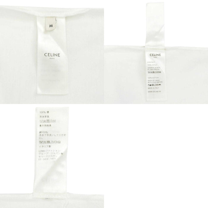 CELINE 
クルーネック コットン 金刺繍 
ロゴ エンブロイダリー ショートスリーブ Tシャツ