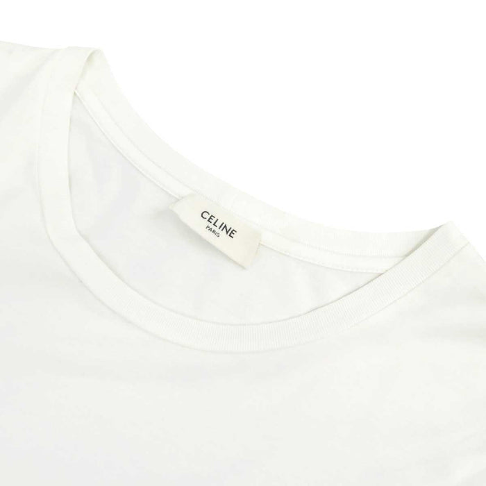 CELINE 
クルーネック コットン 金刺繍 
ロゴ エンブロイダリー ショートスリーブ Tシャツ