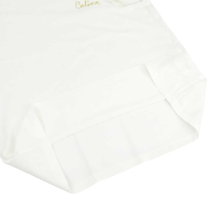 CELINE 
クルーネック コットン 金刺繍 
ロゴ エンブロイダリー ショートスリーブ Tシャツ
