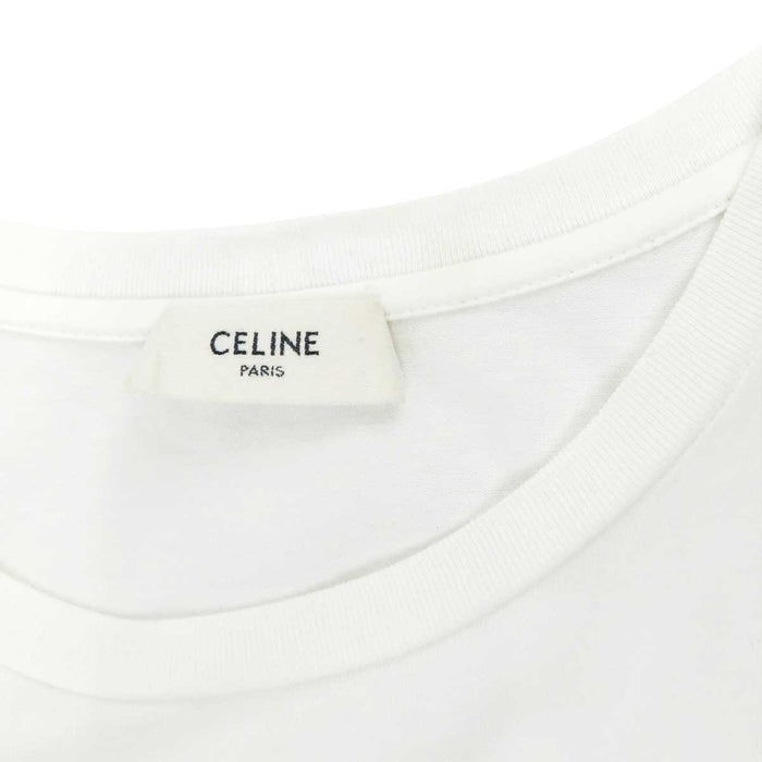 CELINE 
クルーネック コットン 金刺繍 
ロゴ エンブロイダリー ショートスリーブ Tシャツ