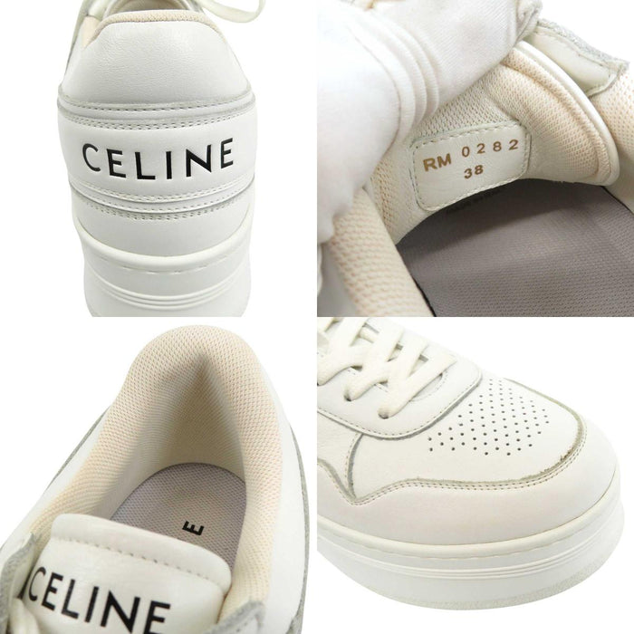 CELINE 
ロゴ レザー 
プラットフォーム ブロック スニーカー