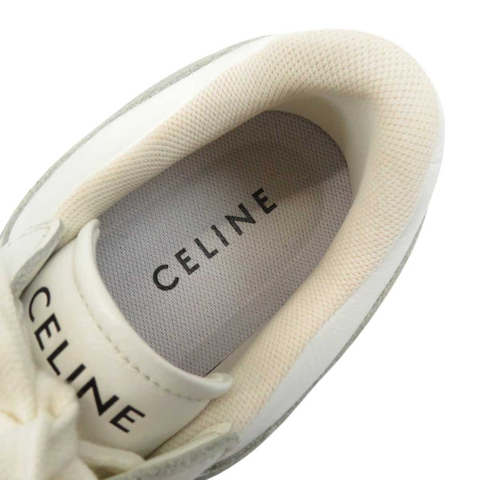 CELINE 
ロゴ レザー 
プラットフォーム ブロック スニーカー