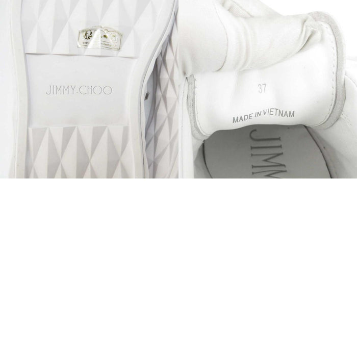 JIMMY CHOO 
スタッズ ロゴ レザー ロートップ 
ダイヤモンド ライト マキシ スニーカー