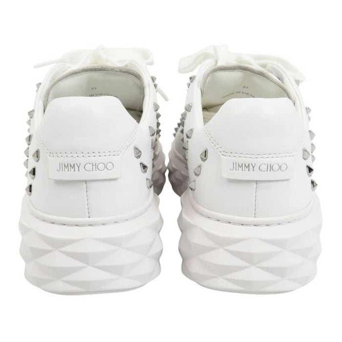 JIMMY CHOO 
スタッズ ロゴ レザー ロートップ 
ダイヤモンド ライト マキシ スニーカー