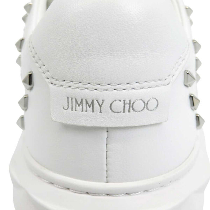 JIMMY CHOO 
Studs Logo Leather Low-Top 
Diamond Light Maxi Sneakers