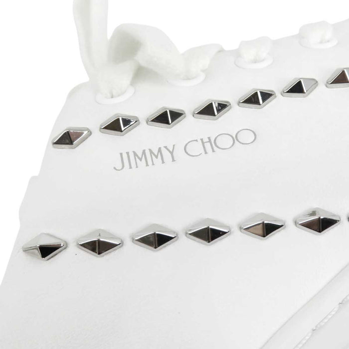 JIMMY CHOO 
Studs Logo Leather Low-Top 
Diamond Light Maxi Sneakers