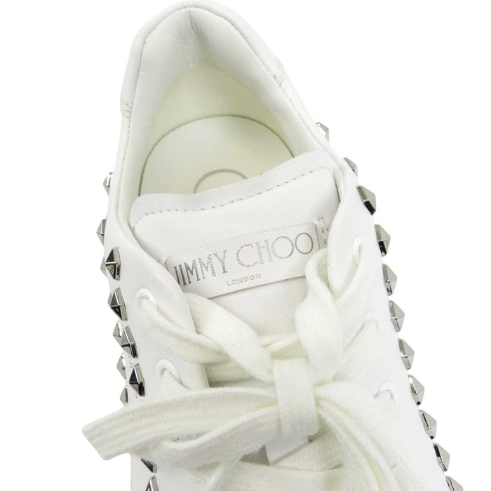JIMMY CHOO 
Studs Logo Leather Low-Top 
Diamond Light Maxi Sneakers