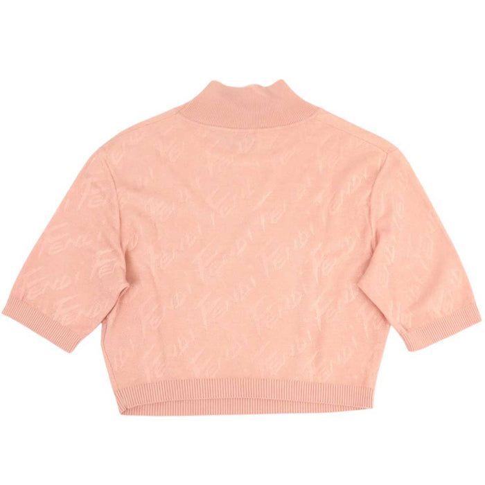 FENDI 
ハイネック クロップド サマーニット 
ロゴ ハーフスリーブ ニット