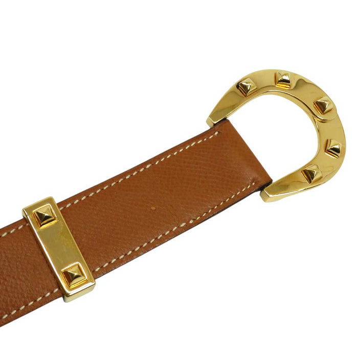 HERMES 
◯U刻印 レザー ゴールドカラー金具 
ホースシュー ベルト