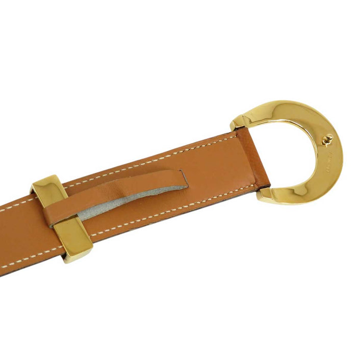 HERMES 
◯U刻印 レザー ゴールドカラー金具 
ホースシュー ベルト