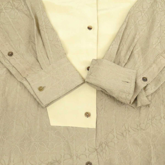 LOEWE 
ロゴ ボタン シャツドレス ロングブラウス ロングスリーブ 
アナグラム アシンメトリー シルク シャツワンピース