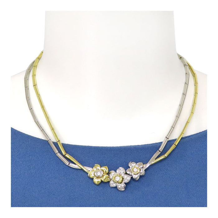 Damiani 
Flower Diamond Necklace 3 Motifs