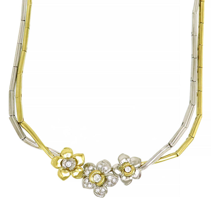 Damiani 
Flower Diamond Necklace 3 Motifs