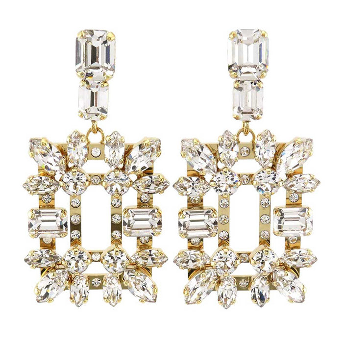 ROGER VIVIER 
ビジュー ラインストーン ゴールドカラーメタル 
ブロッシュ ヴィヴィエ ピアス