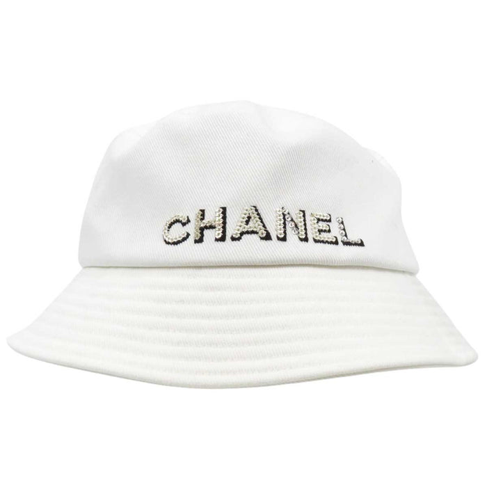 CHANEL 
Sequin Cotton 
Logo Embroidery Bucket Hat