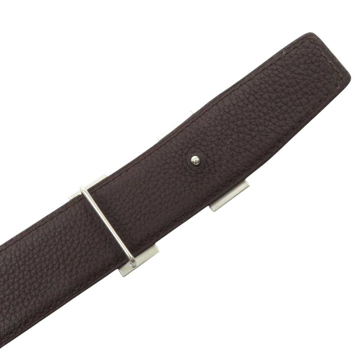 HERMES 
アッシュ D刻印 ロゴ シルバープレーテッドメタル 
H バックル リバーシブル レザー ベルト 32MM