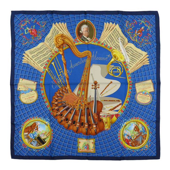 HERMES 
スカーフ 大判 シルク 
カレ 90 Wolfgang Amadeus Mozart モーツァルトへの賛歌