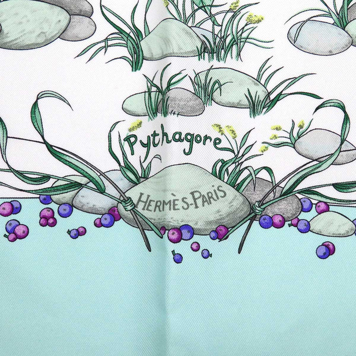 HERMES 
Écharpe grand format soie motif floral 
Carré 90 Pythagore Pythagore