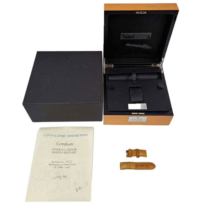 OFFICINE PANERAI 
Luminor Marina Militare Left-Hand Overhauled 
With Box