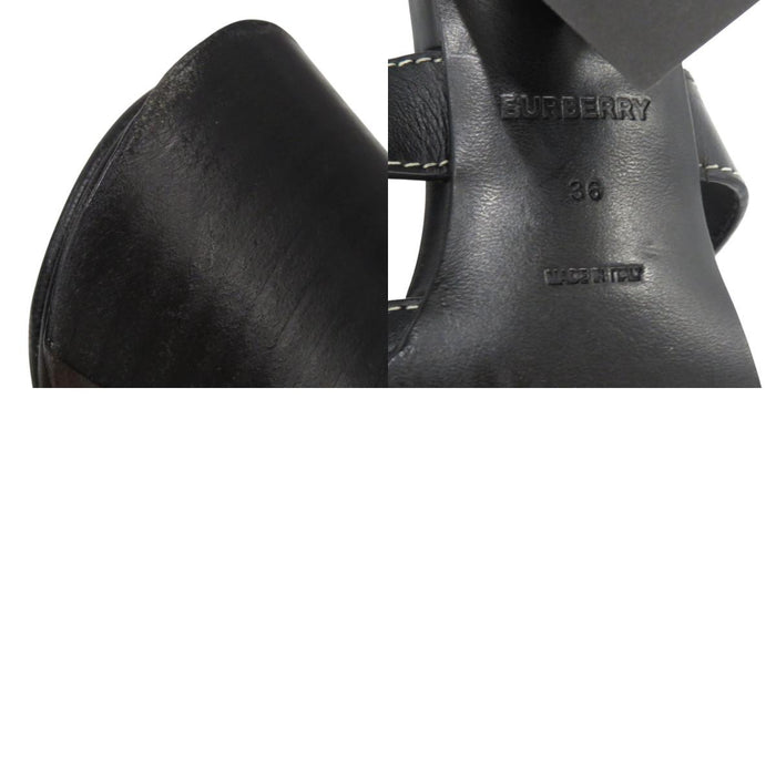 BURBERRY 
レザー 
キャンバス ロゴ ミュール