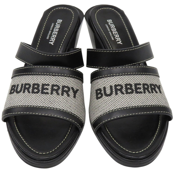 BURBERRY 
レザー 
キャンバス ロゴ ミュール