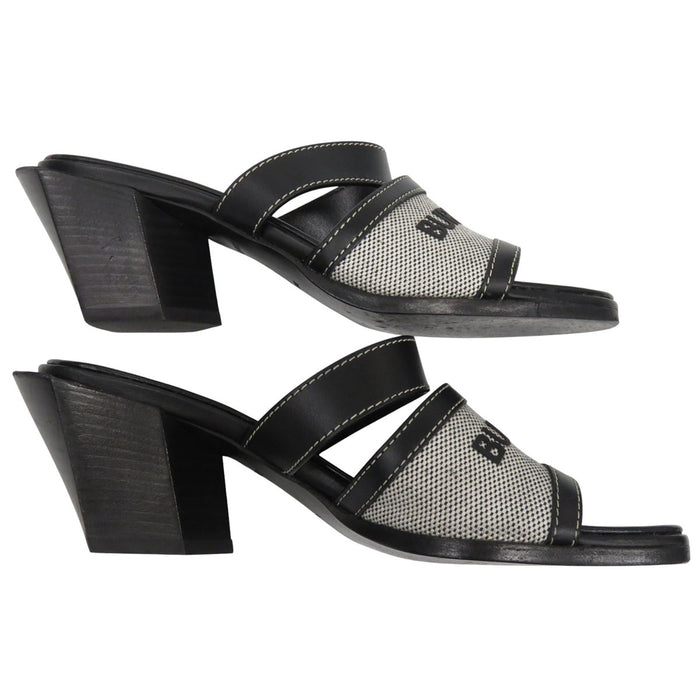 BURBERRY 
レザー 
キャンバス ロゴ ミュール