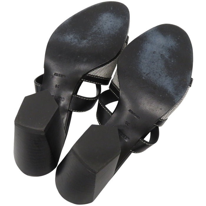 BURBERRY 
レザー 
キャンバス ロゴ ミュール