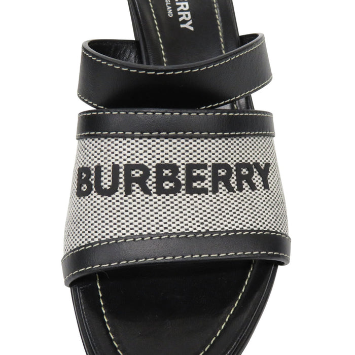 BURBERRY 
レザー 
キャンバス ロゴ ミュール