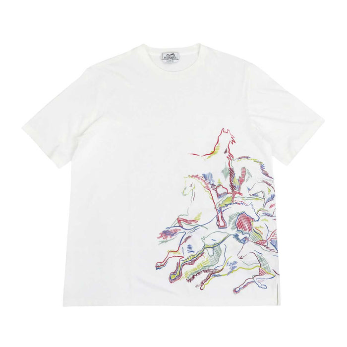 HERMES 
馬の群れ コットン 
カヴァルカード ホース Tシャツ