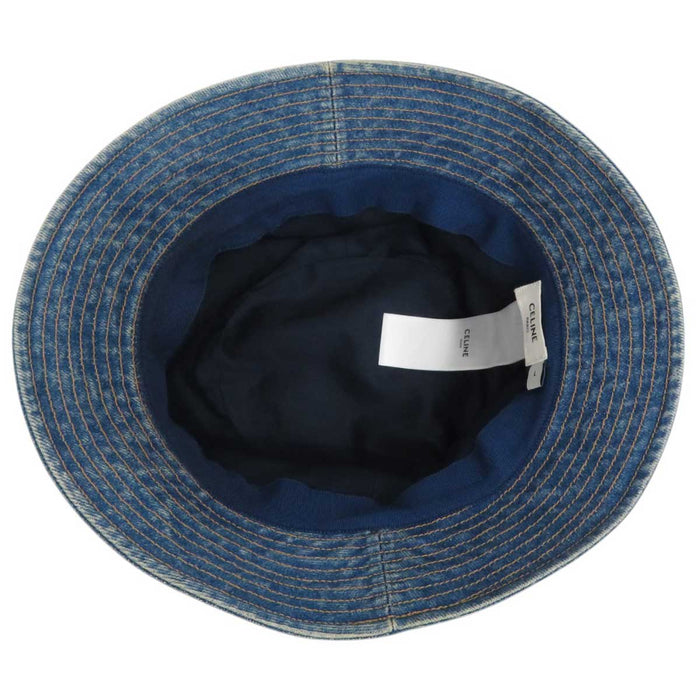 CELINE 
ロゴ 刺繍 エンブロイダリー 
ユニオンウォッシュ デニム バケットハット