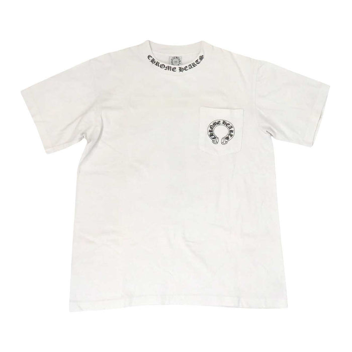 CHROME HEARTS 
OLD Back Cross TEE Vintage Floral Horseshoe 
Back Cross Neck Logo Print T-shirt