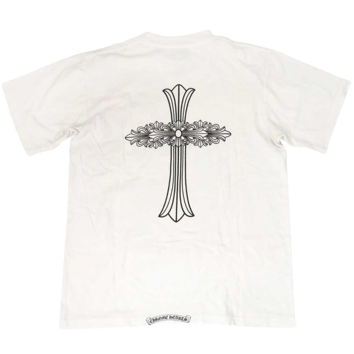 CHROME HEARTS 
OLD Back Cross TEE Vintage Floral Horseshoe 
Back Cross Neck Logo Print T-shirt