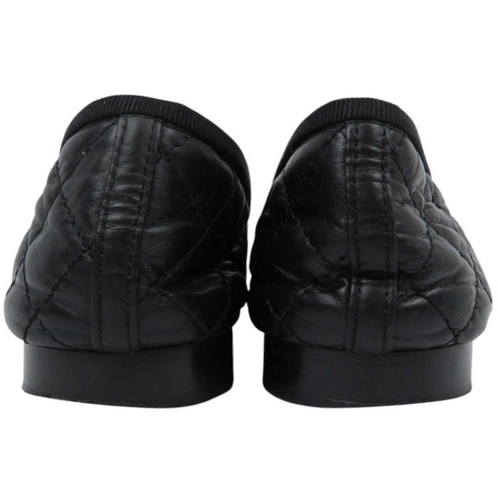 CHANEL 
COCO CC logo leather round toe 
Coco mark matelassé ballet shoes