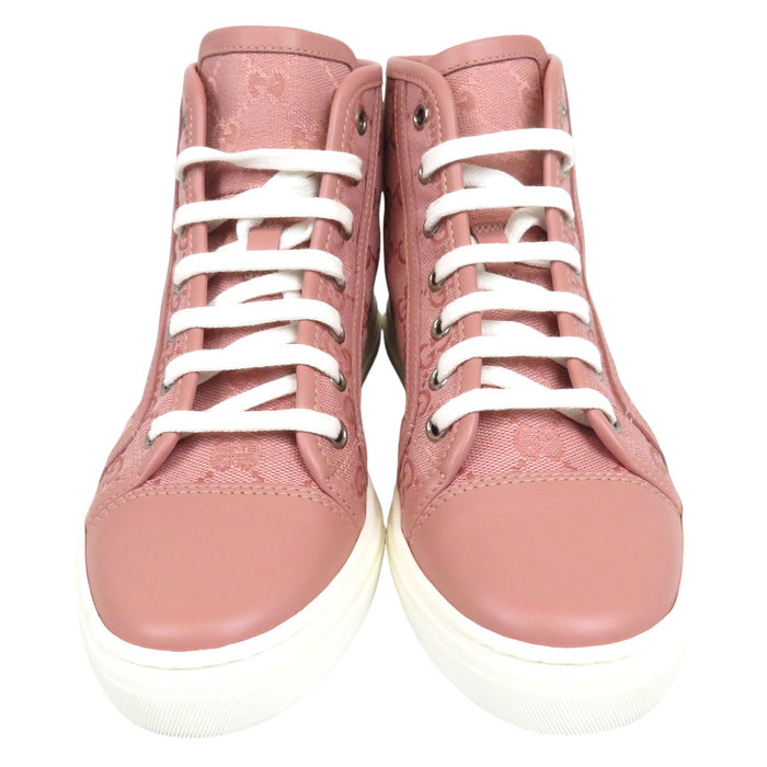 GUCCI 
ロゴ 総柄 レザー レースアップ 
GGキャンバス ハイカット スニーカー