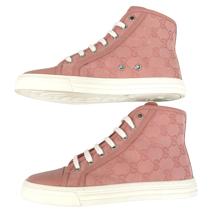 GUCCI 
ロゴ 総柄 レザー レースアップ 
GGキャンバス ハイカット スニーカー