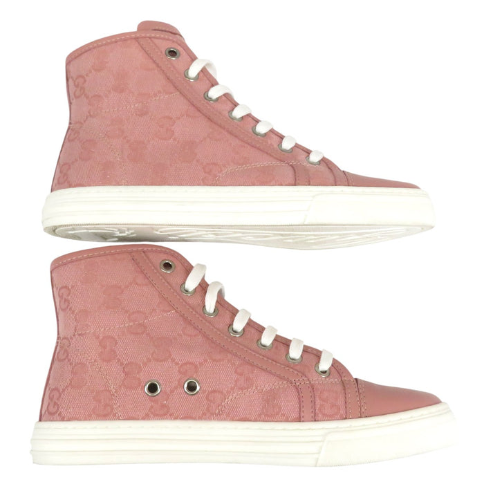 GUCCI 
ロゴ 総柄 レザー レースアップ 
GGキャンバス ハイカット スニーカー