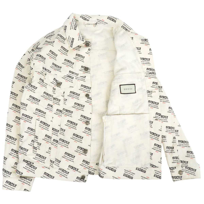 GUCCI 
総柄 コットン 
スタンプロゴ プリント トラッカージャケット