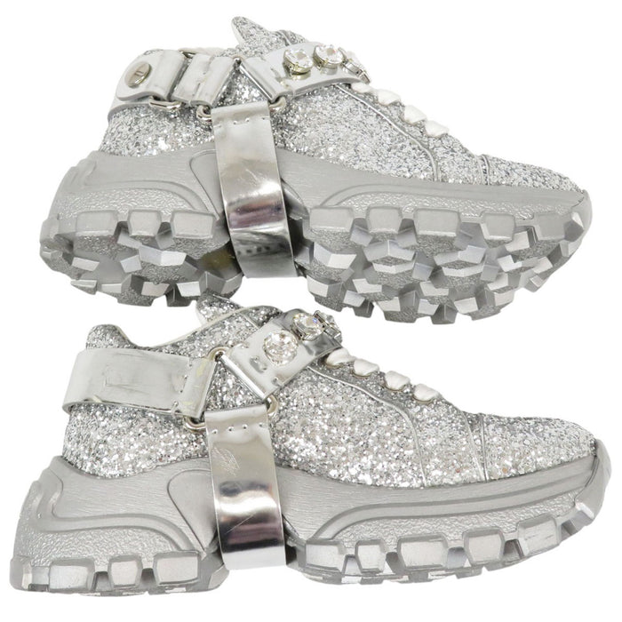 MIUMIU 
ラメ ロゴ 
ビジュー グリッター スニーカー